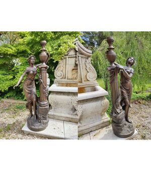 Spettacolare coppia di Torciere in bronzo - H 175 cm