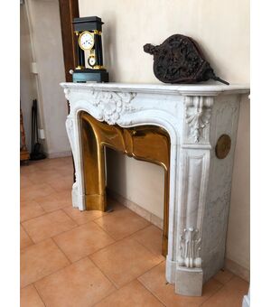 White marble fireplace with brass reducer from Lyon     