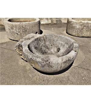 Holy water stoup in stone from the early 700s