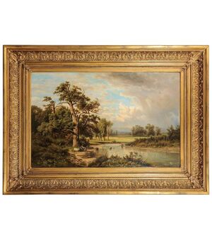 German Antique Painting with an Italian Landscape     