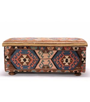 Chest or Trunk Upholstered with Old Shahsavan &quot;Mafrash&quot;     