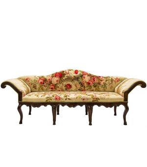 Louis XV Antique Sofa, Covered with Authentic Old Aubusson Tapestry     
