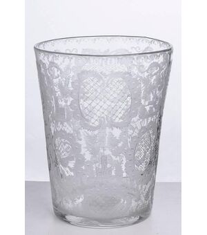 Importante antico vaso olandese in cristallo inciso - O/311