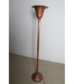 Antique art deco floor lamp in copper 1935.Restored design.     