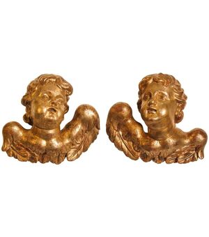 coppia di grandi angeli settecenteschi in legno dorato- O/7283