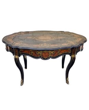 Tavolo Scrivania antica in stile Boulle – epoca Napoleone III, sec XIX