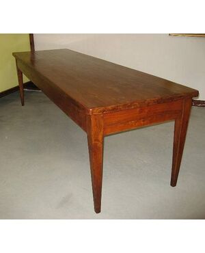 Antique rectangular table in solid elm. Italy, early 1800s.     