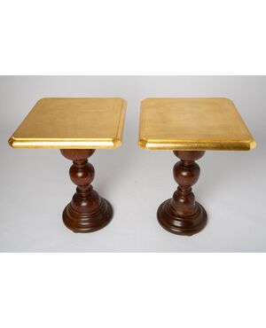Coppia di tavolini con piano dorato - M/312 -