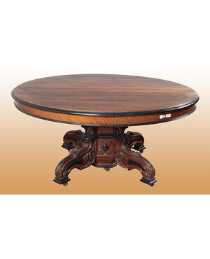 Stupendo tavolo francese del 1800 stile Luigi Filippo in legno di noce
