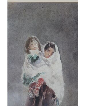 Mosè Bianchi Studio per "Dalla vaccinazione" acquerello su carta (cm 33.5x21)
