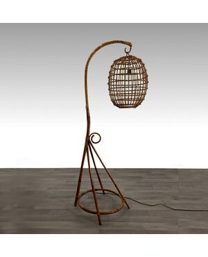 Italian bamboo floor lamp, 1960s-1970s     