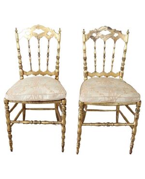 Coppia di sedie tipo chiavarine antiche legno dorato a foglia oro fine sec XIX PREZZO TRATTABILE