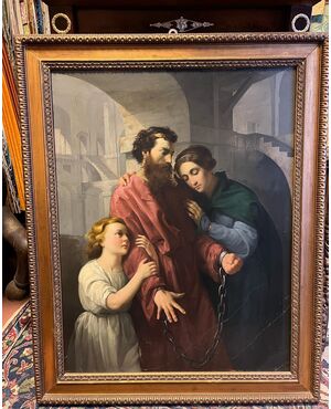 Annibale Gatti. (Forlì, 1827 - Firenze m, 1909) Il conte di Carignano. Olio su tela, cm 112x85