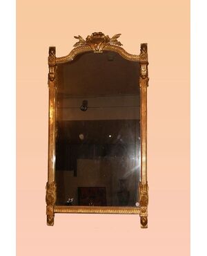 Grande specchiera francese del 1800 Stile Luigi XVI dorato foglia oro