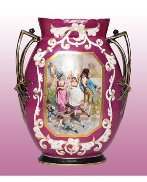 Vaso in porcellana smaltata e decorata del 1800 