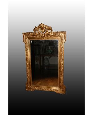 Bellissima specchiera dorata francese stile Luigi XVI del 1800