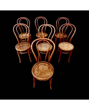 Sette sedie in faggio tipo thonet firmate :Josias Eissler &Söhne.Austria.