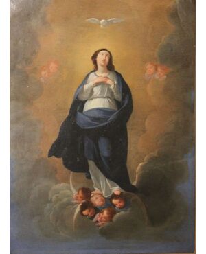 Madonna Immacolata ambito di Jacopo Alessandro Calvi  dipinto olio su rame 