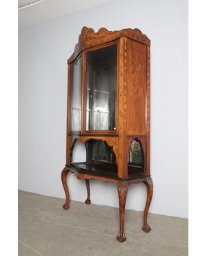 Antica vetrina a specchi Olanda fine XIX sec . Noce e intarsi in boise de rose .Mis 104 x 36 Altezza cm 193 