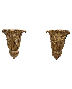 Coppia di fregi antichi in legno intagliato e dorato, XIX secolo PREZZO TRATTABILE