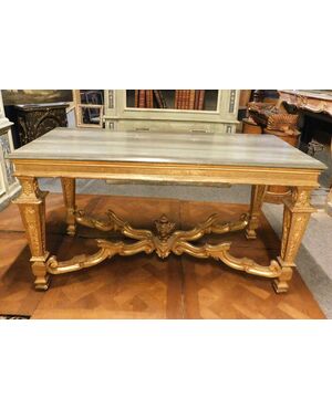tav268 - tavolo in legno dorato e laccato, metà '700, cm L 162 x H 88 x P 76