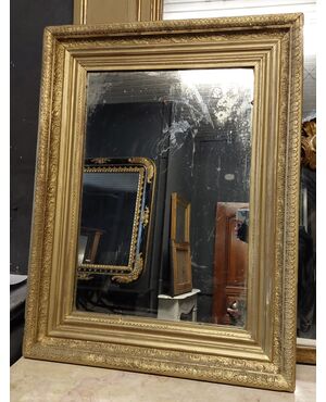specc447 - Specchiera in legno dorato, epoca '800, cm L 72 x H 94