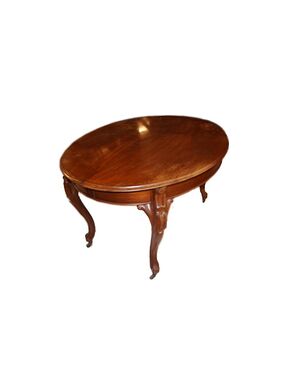 Tavolo ovalino allungabile del 1800 stile Biedermeier in legno di mogano