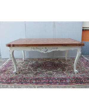 LARGE TABLE WITH LACQUERED WALNUT PROVENCAL STYLE cm L163xP98xH76 open cm 253     