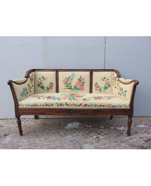Louis XVI style walnut sofa from the 19th century     