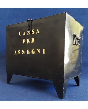 Cassa per assegni in metallo smaltato nero - Italia anni '70