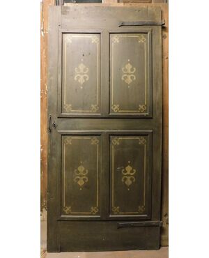  ptl521 - porta in legno a 4 pannelli dipinti, epoca '800, cm l 88 x h 190