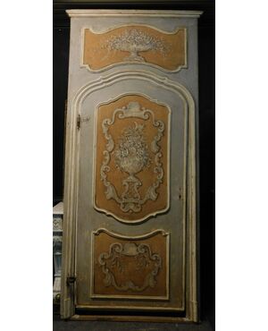  PTL373 - Porta barocca dipinta, con telaio, misura massima cm L 130 x H 285  