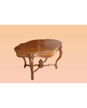 Antico tavolino da salotto stile Luigi Filippo del 1800 in legno di mogano