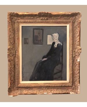 Spanish School (mid-20th) - Homage to Whistler&#39;s &quot;The Artist&#39;s Mother&quot;     