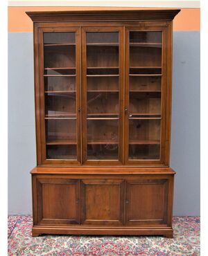 WALNUT BOOKCASE WITH THREE DOORS FROM THE MID-800s RESTORED     