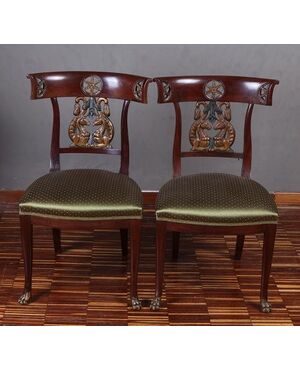 Gruppo di 4 sedie antiche genovesi del 1800 stile Impero 