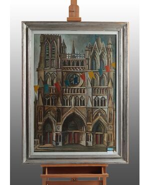 Olio su tela di Marcello Scuffi raffigurante Cattedrale Notre Dame D'Aamiens
