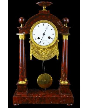 Antico orologio da tavolo del 1800 in marmo rosso Francia