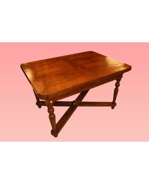 Tavolo rustico italiano allungabile di inizio 1800 in legno di pino