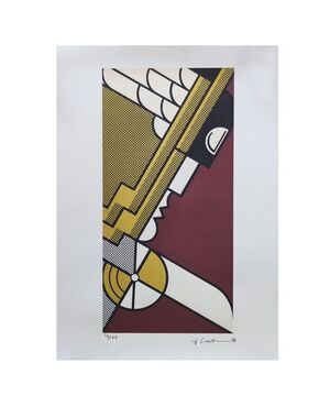 1980s Original Stunning Roy Lichtenstein "Salute To Aviation Corlett 63" Limited Edition Lithograph