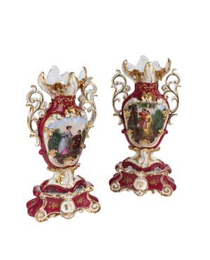 Coppia di Vasi in Porcellana Vecchia Parigi - Francia 1830-1860
