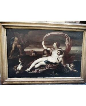 Trionfo di Galatea  - Dipinto mitologico XVII secolo attr. Giovanni Maria Galli detto il Bibiena - Cornice coeva