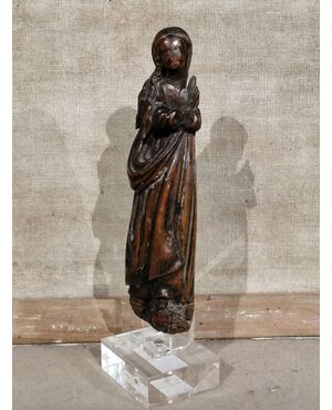 Scultura del XV secolo in legno  - Maddalena trasportata dagli angeli 
