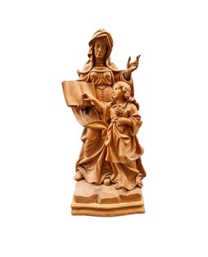 Bellissima scultura lignea raffigurante Sant'Anna e Maria