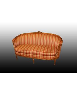 Bellissimo divano francese stile Luigi XVI dorato foglia oro del 1800