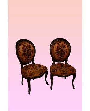 Gruppo di 4 sedie francesi stile Luigi Filippo del 1800 in legno di palissandro