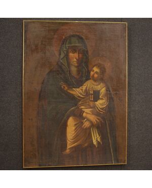 Dipinto italiano Madonna con bambino del XVII secolo