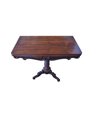 Tavolino da gioco inglese stile Regency di inizio 1800 in legno di palissandro 