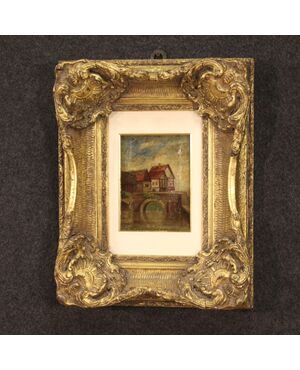 Piccolo dipinto paesaggio inglese del XX secolo