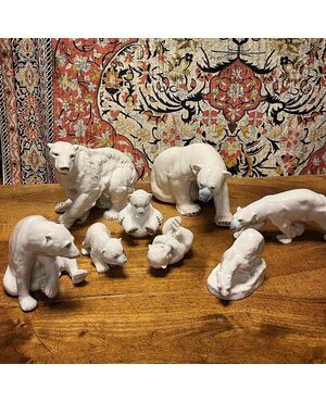 Gruppo di orsi in porcellana Copenaghen/ Bohemia. 